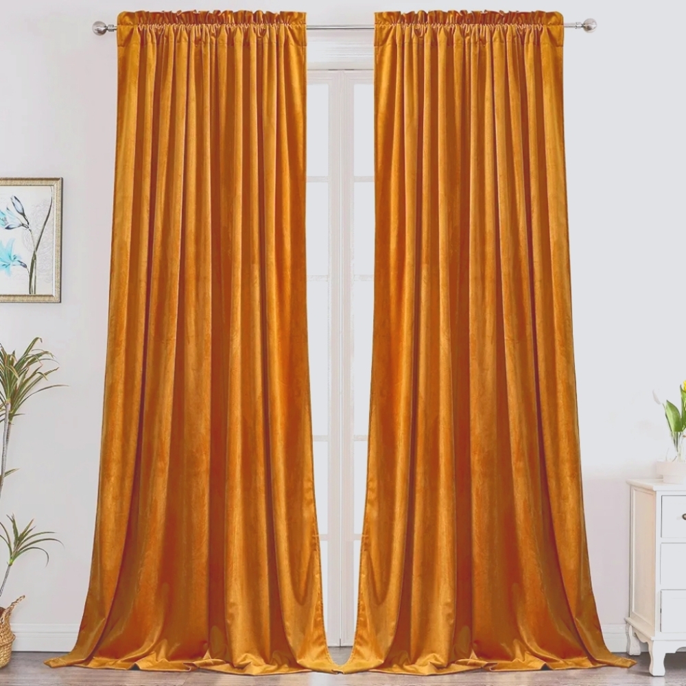 Blackout Yellow Velvet Curtains